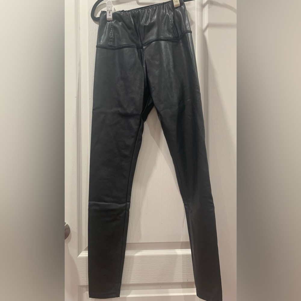 Bundle of Two black faux leather leggings